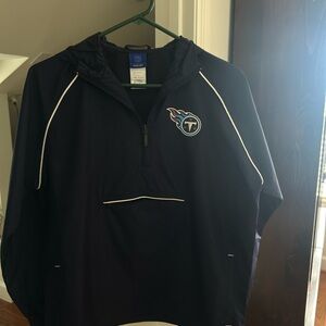 NFL Navy Tennessee Titans Hooded Pullover Jacket with White Piping Mens size sm